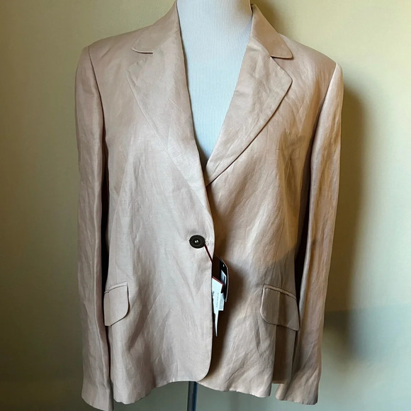 NWT Burberry Pink Linen Blazer, size 52 - Picture 2 of 11